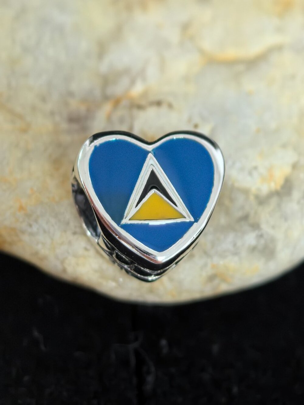 Pandora St. Lucia Heart charm Saint Lucia Flag Pendant, S925 Silver Jewelry